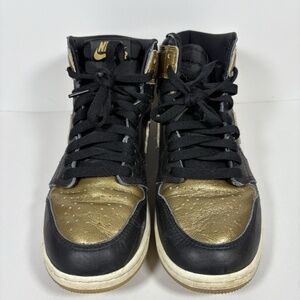 Nike Air Jordan 1 Retro High OG Youth Size 6Y Black Metallic Gold FD1437-071